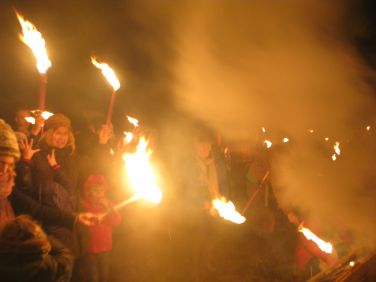 Throughout the year local customs ( e.g. wassailing in January), festivals and events take place.