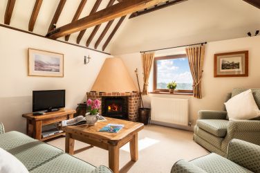 Comfortable lounge with fire