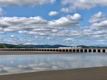 Train crossing the viaduct at Arnside.