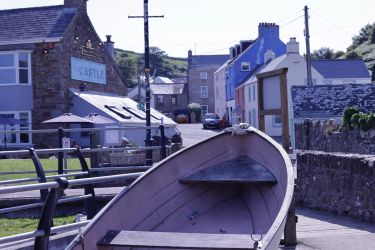 Looking from the slipway towards The Nest - the pink one!