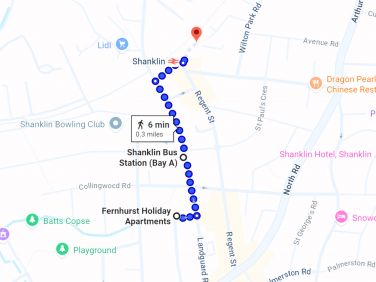 6 mins Walk to Shanklin Train Station, 2 Mins Walk to Shanklin Bus Station