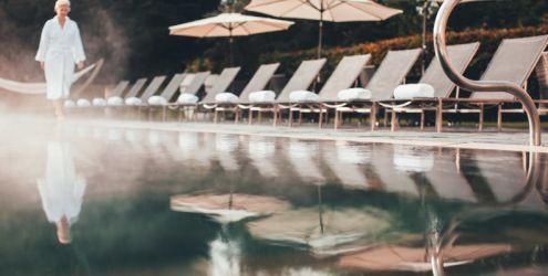 Gorgeous outdoor heated pool (courtesy of Lower Mill Estate)