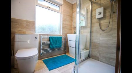 Downstairs bathroom with shower