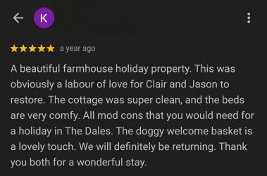 March 26 Review Moorside Farm Holiday Cottage