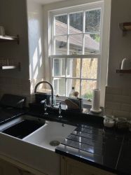 Kitchen overlooking courtyard garden