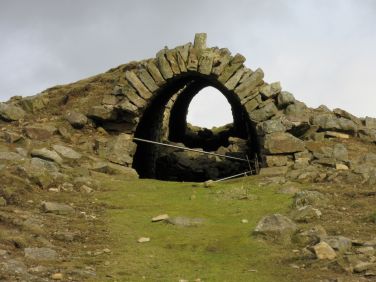 Chimney built into hillside at Grinton Smeltmill
