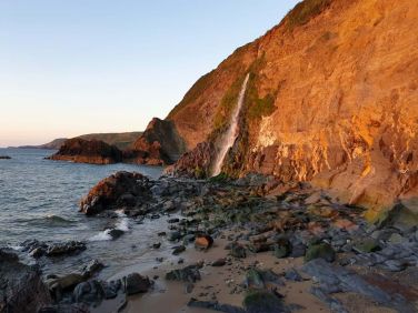 Waterfall on Tresaith beach