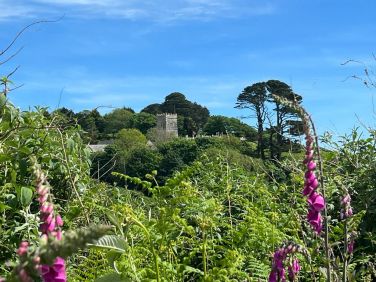 Our view of Talland Bay church.  Listen to the bells ringing out on a Tuesday evening