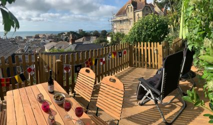 Top Terrace with views across town and Ventnor Bay
