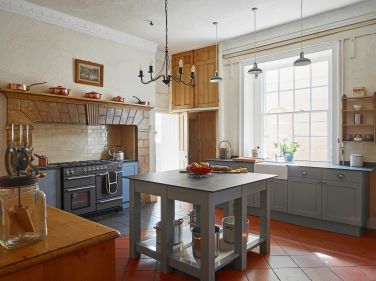 The charming kitchen - hand built by team member Dave