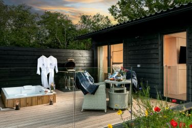 Private decking area at Dusk