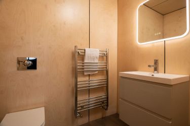 Bathroom with powerful rainfall shower