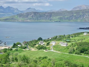 Ord village. Shore Cottage visible in centre of photo at shore