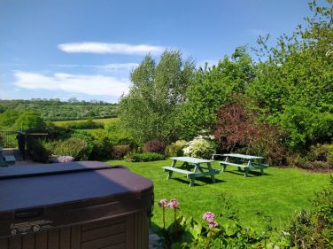 Hot Tub, Terrace and Lawns - great views