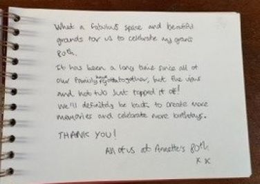 Guest feedback from guests celebrating an 80th Birthday Pencraig Court Nr. Ross-on-Wye