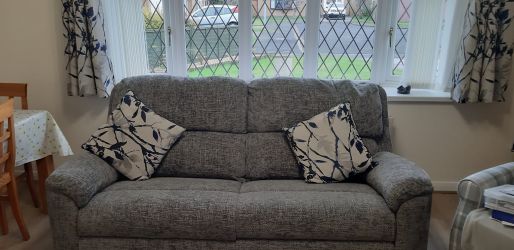 3 seater settee overlooks quiet cul-de-sac
