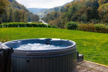 Hot Tub with panoramic views relaxing holidays at Wye Rapids house www.bhhl.co.uk