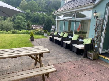Plenty of outdoor seating for large groups at Wye Rapids House Symonds Yat  www.bhhl.co.uk