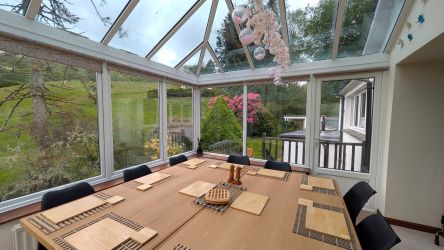Dining room with seating for 10 with views of the garden