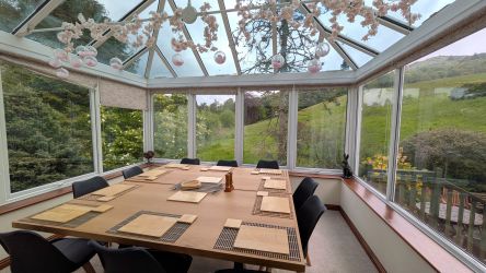 Dining room with seating for 10 with views of the garden