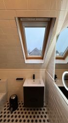 Hung basin with storage under.