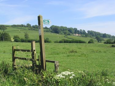 Footpath leads beside the river Yarty.