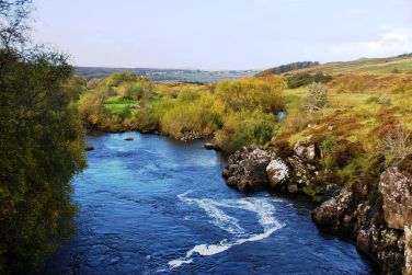 St Columba's Isle and the River Snizort from the Old Road at Skeabost Bridge