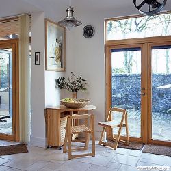 Corner of kitchen with extra table