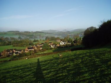 Looking down at the  village from the hill