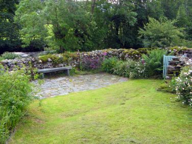 Walled garden with river Derwent beyond