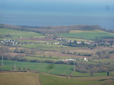 View from Haldon hills viewpoint with Sparrow's Nest (white house in centre of photo       phot