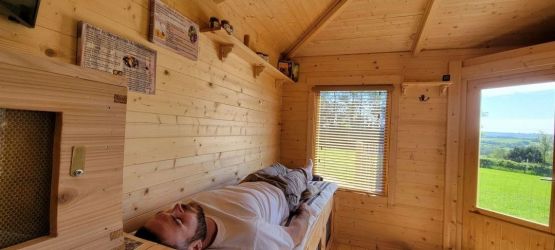 Relax on the bee beds, breathing in the hive air and listening to the gentle hum of the bees
