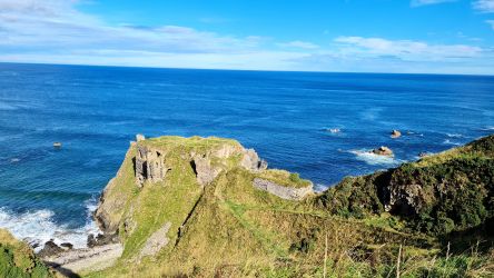 The ruins of nearby Findlater Castle perch on the cliffs by the sea