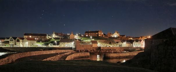 Portsoy harbour by night