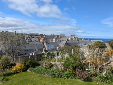View from the top of the garden over Portsoy towards the sea