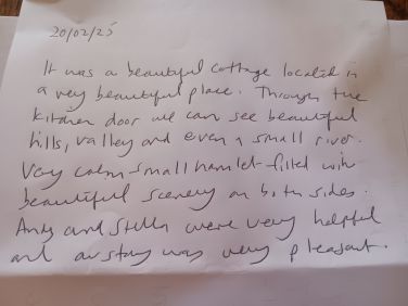 Entry from stay for 4 people ending 20/02/25