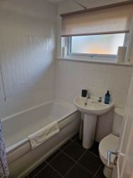 Bathroom with Bath and Shower over the bath.