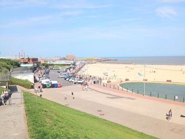 Gorleston beach shops, restaurants and ice cream parlours.
