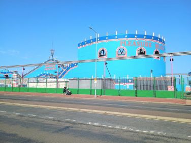Great Yarmouth pleasure beach with it's famous wooden roller coaster.