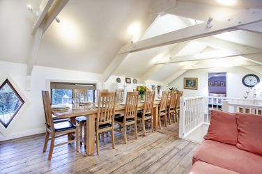Barn, Upstairs, Tallet Wing - open plan large dining rooma and living room