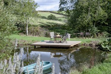 Fletchers Combe Barn Garden - orchard w/ wild swimming and boating pond