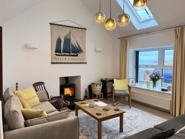 Early evening, cosy with log burner