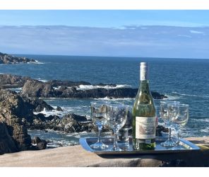 View from the patio over the garden wall