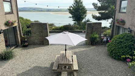 View looking south over Aberdovey Hillside Village Reception courtyard