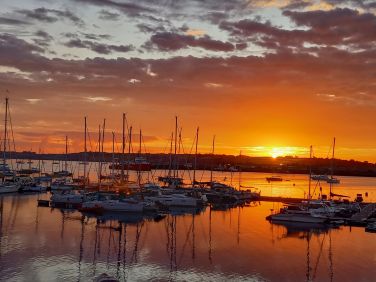 Harbour at sunset