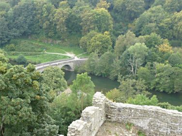 Dinham Bridge seen from castle's keep.