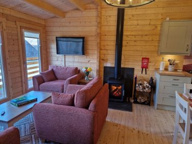 Lounge with wood burner