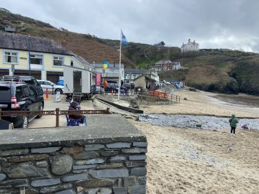 Nearby llangranog village on the beach
