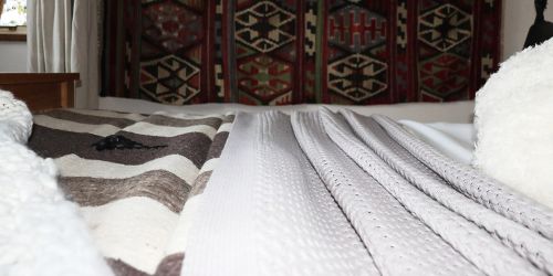 Luxurious bedding in the master bedroom