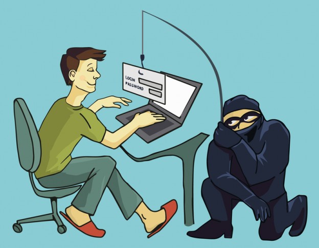 cartoon of a phishing scammer